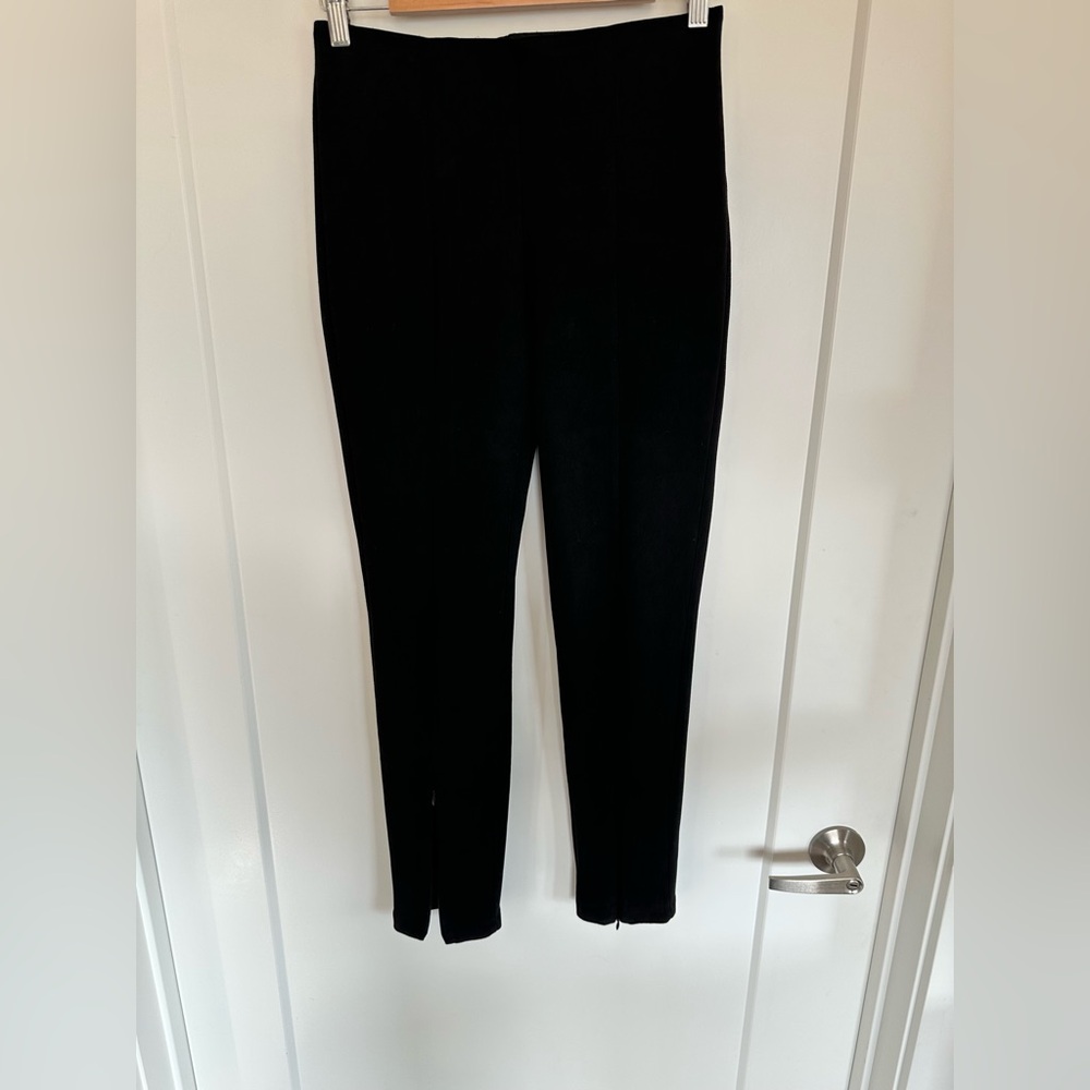Vince Camuto Black Faux Suede Front Zip Pull On Trouser Pant Size XS